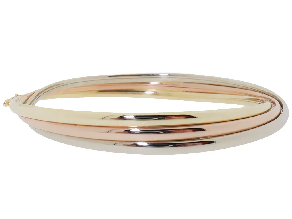 Twisted Tricolor Bangle | 14 Karaat Gouden Slavenarmband 