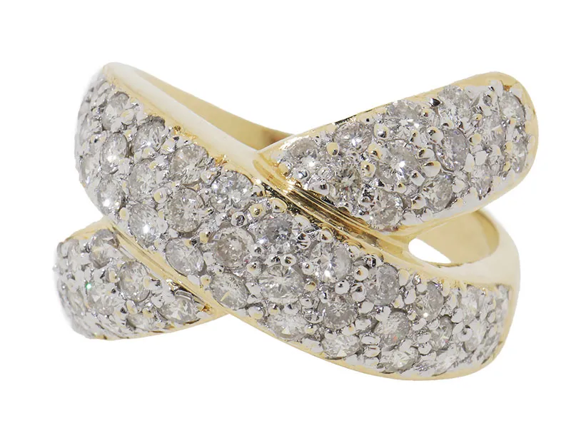 18 Karaat Gouden Kruis Ring Met 1.50ct Diamanten 