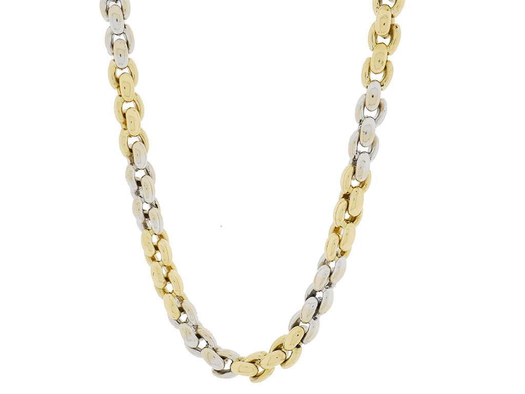 18 Karaat Luxe Bicolor Gouden Ketting Met Bijpassende Armband 