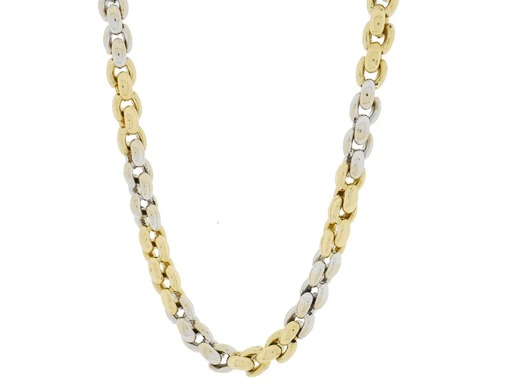 18 Karaat Luxe Bicolor Gouden Ketting Met Bijpassende Armband 