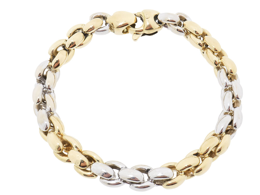 18 Karaat Bicolor Gouden Dames Armband | Anker Schakel 