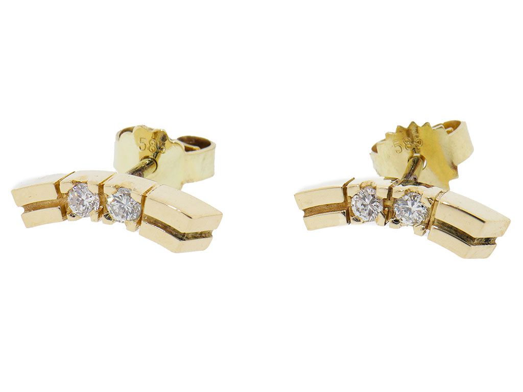 14 Karaat Gouden Oorknopjes Met 4 Diamanten 