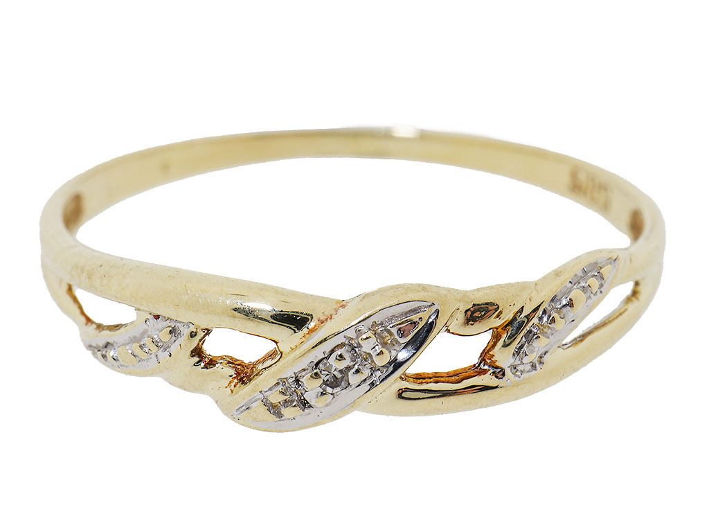 14 Karaat Gouden Schakel Ring Met 0.01ct Diamant
