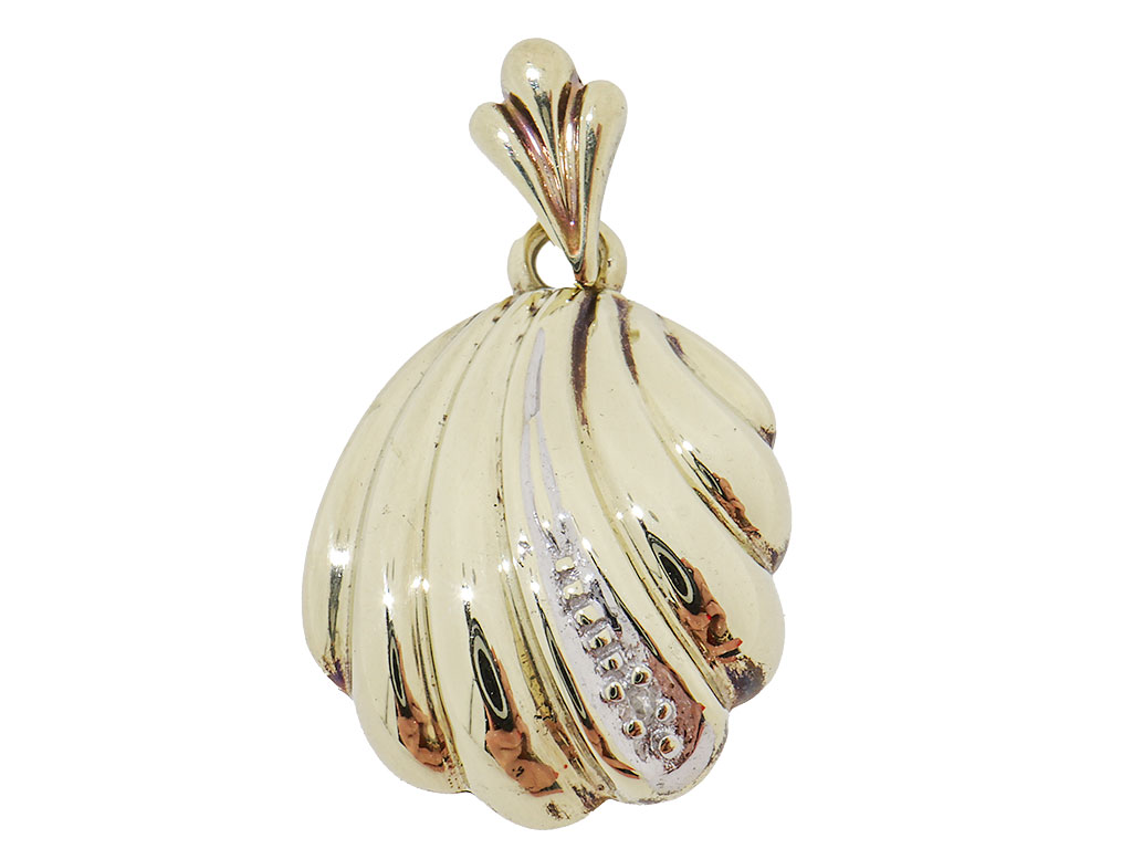 8 Karaat Schelp Hanger Met Diamant