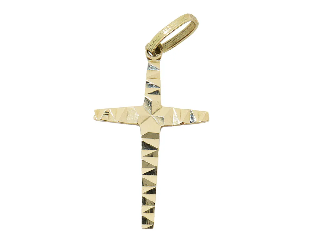 14 Karaat Gouden Bewerkte Kruis Hanger 