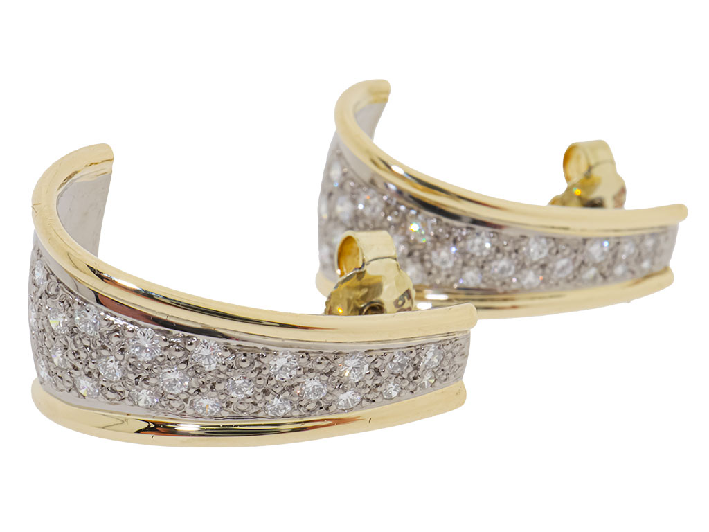 14 Karaat Bicolor Gouden Diamanten Oorstekers 