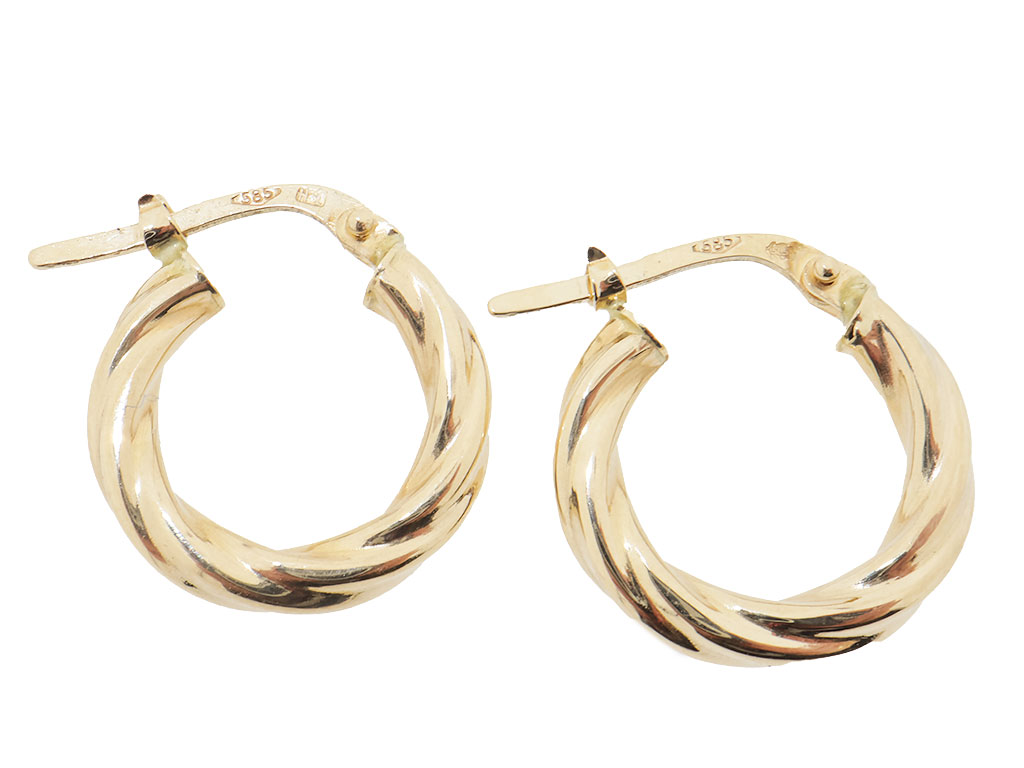 Twisted Hoops | 14 Karaat Gouden Gedraaide Creolen 