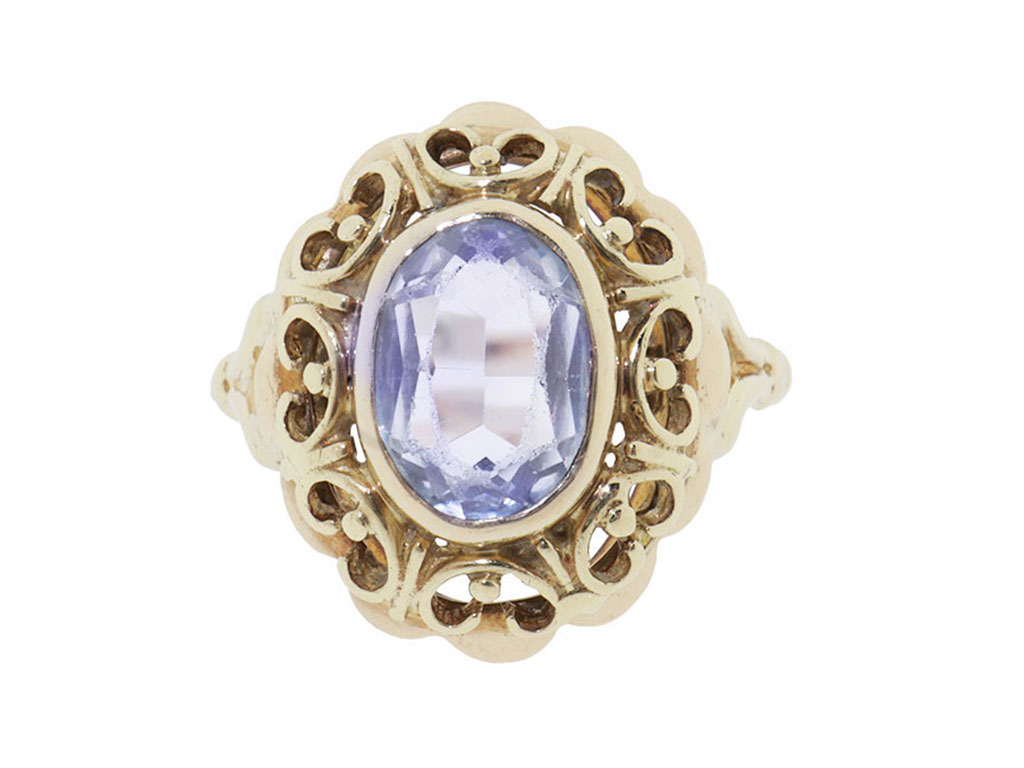 14 Karaat Vintage Gouden Ring Met Aquamarijn 