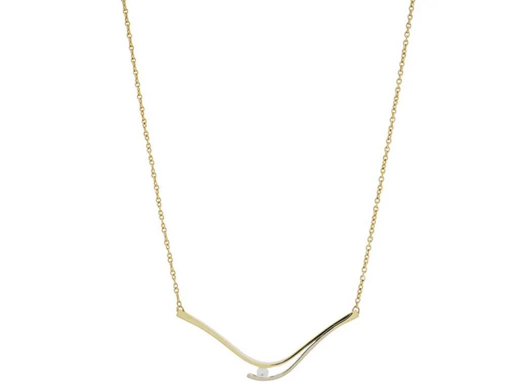 14 Karaat Gouden Collier Met Vaste Hanger &  0.10ct Diamant 
