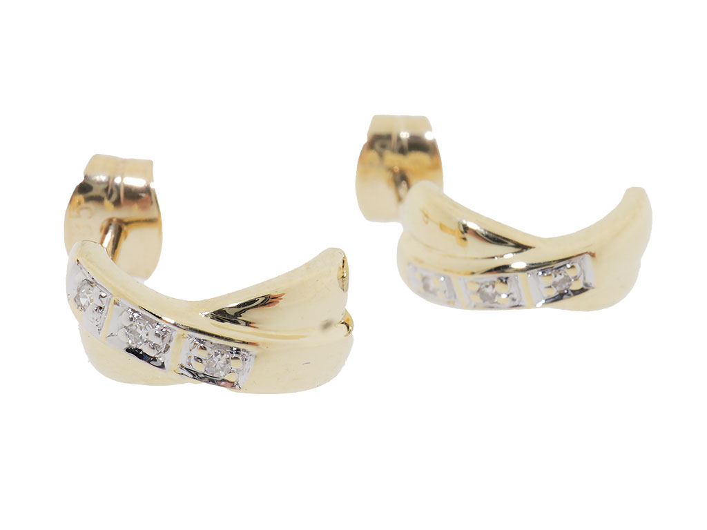 14 Karaat Gouden Halve Creolen | Tijdloze Oorstekers 0.03ct