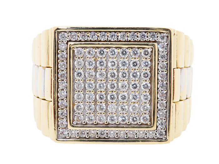 14 Karaat Gouden Grote Heren Ring Met Schakelmotief