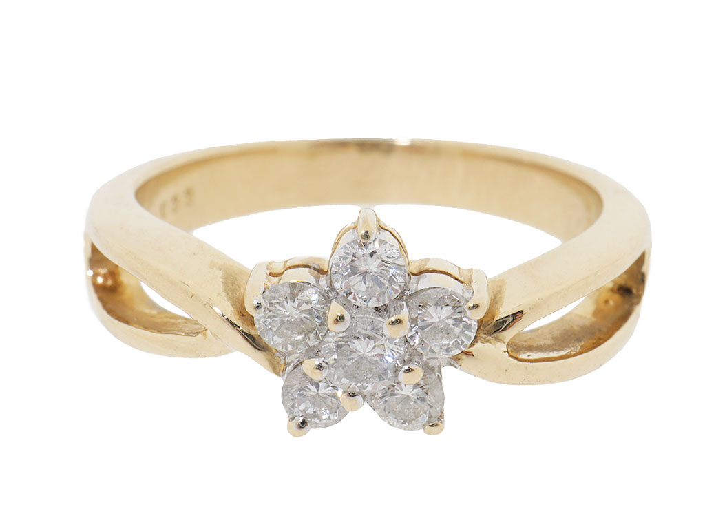 18 Karaat Gouden Ring Met Bloem Cluster 0.33ct Diamanten