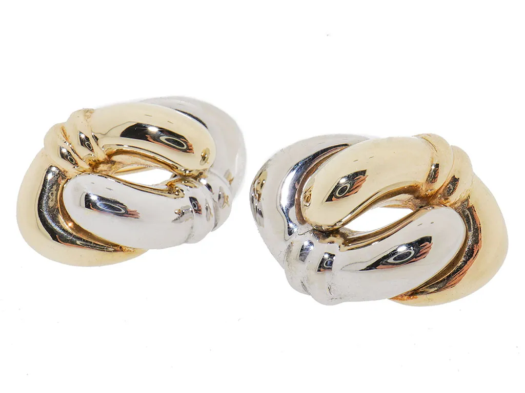 Statement Bicolor Oorstekers Met Clipsluiting | 14 Karaat Goud 