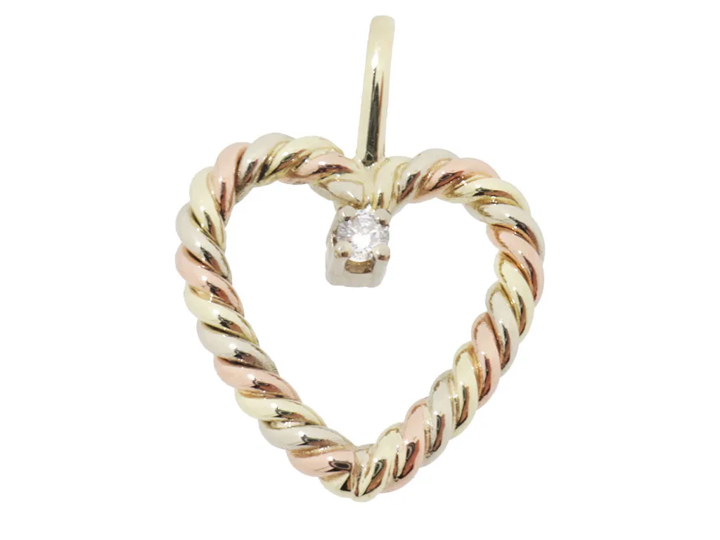 14 Karaat Tricolour Twisted Heart 