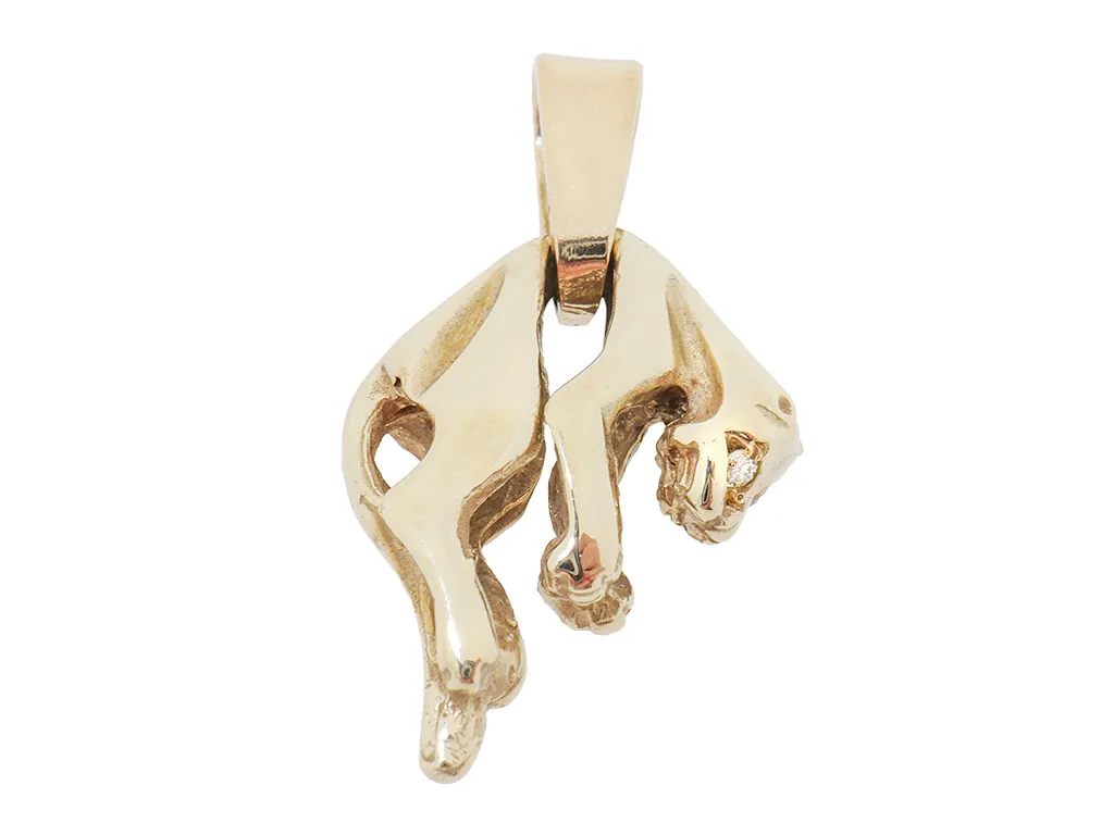 14 Karaat Gouden Panter Hanger met Diamant