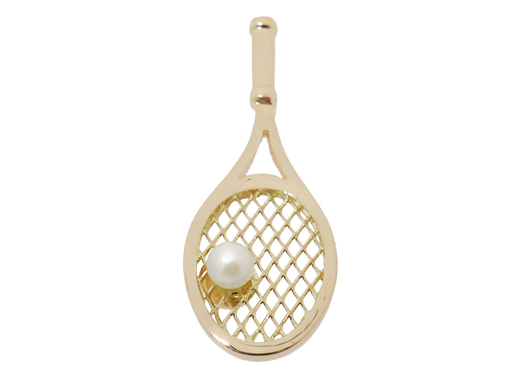 18 Karaat Gouden Hanger Tennisracket met Parel