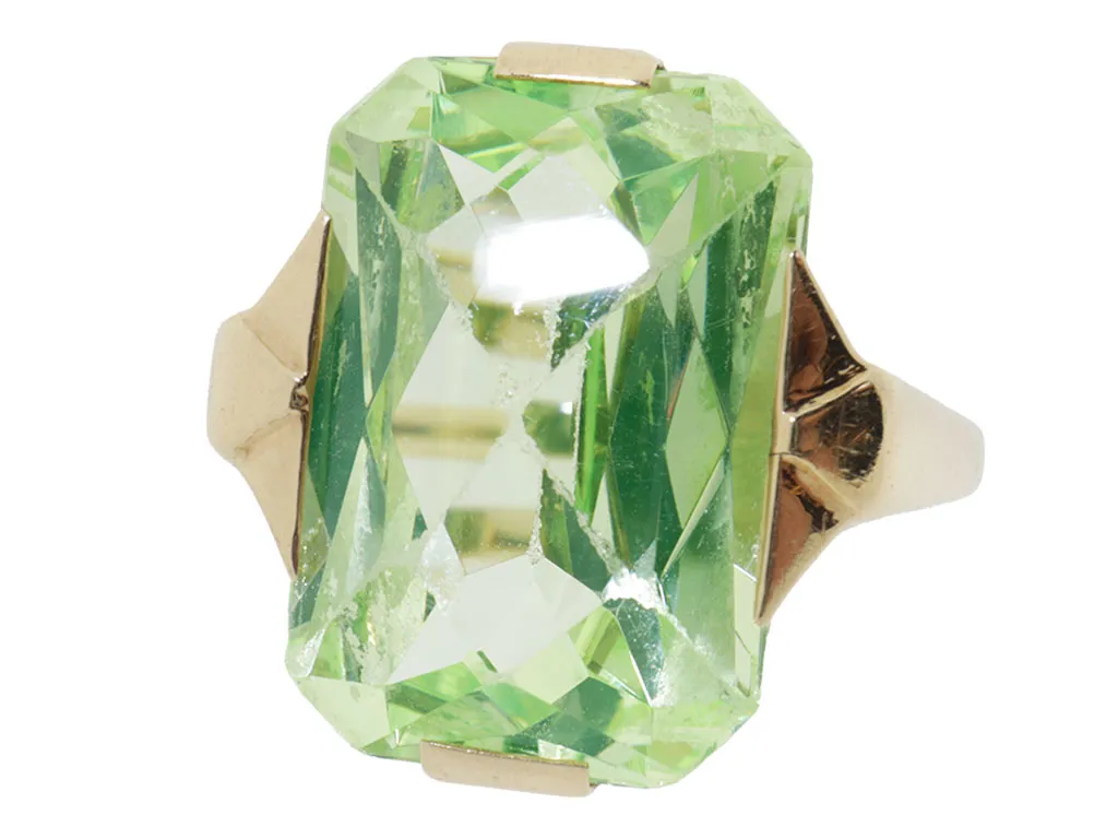 14 Karaat Gouden Ring met Groene Peridoot Edelsteen