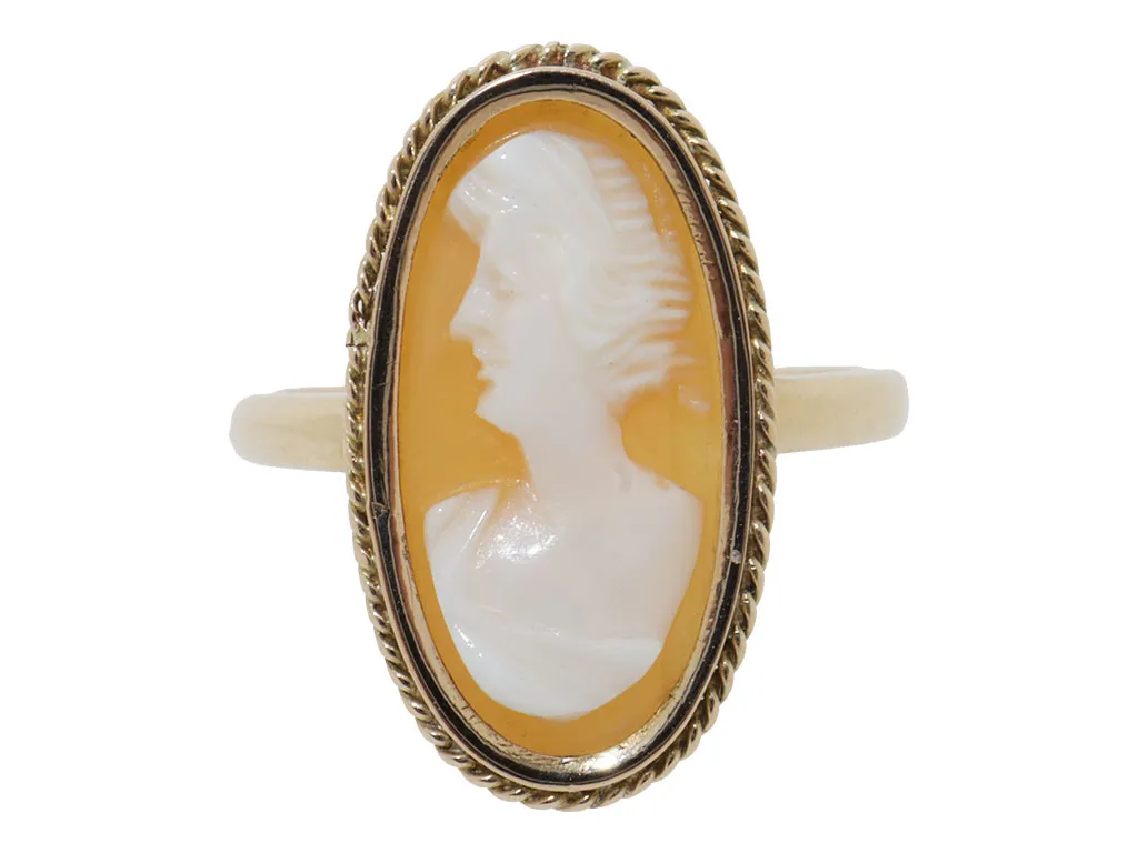 Noé | Vintage 14 Karaat Gouden Ovale Camee Ring 