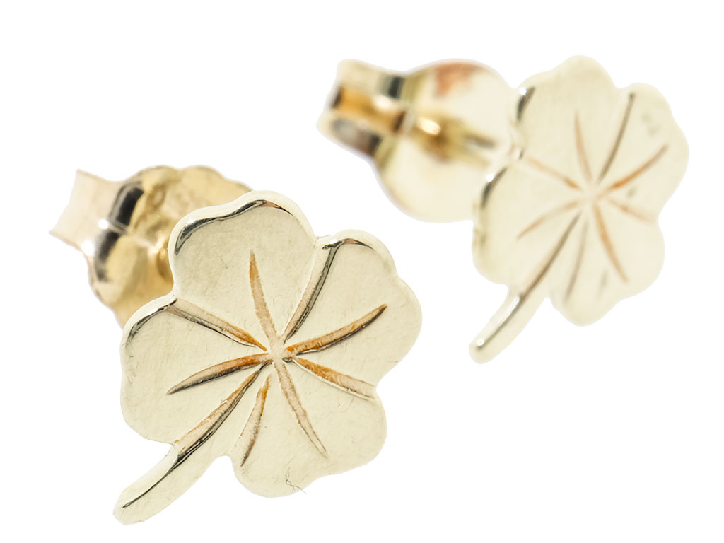 14 Karaat Gouden Oorknopjes Klavertje Vier 