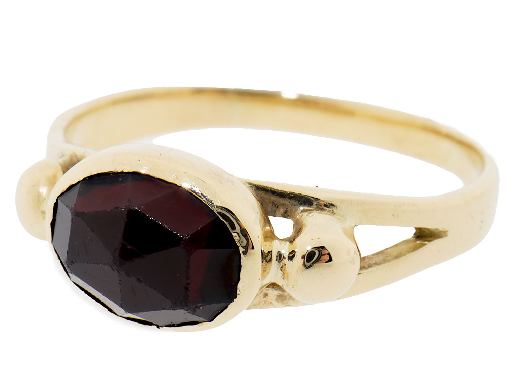 Vintage 14 Karaat Gouden Ring Met Granaat Edelsteen 