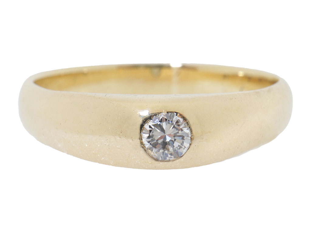 14 Karaat Vintage Gouden Ring Met Diamant 