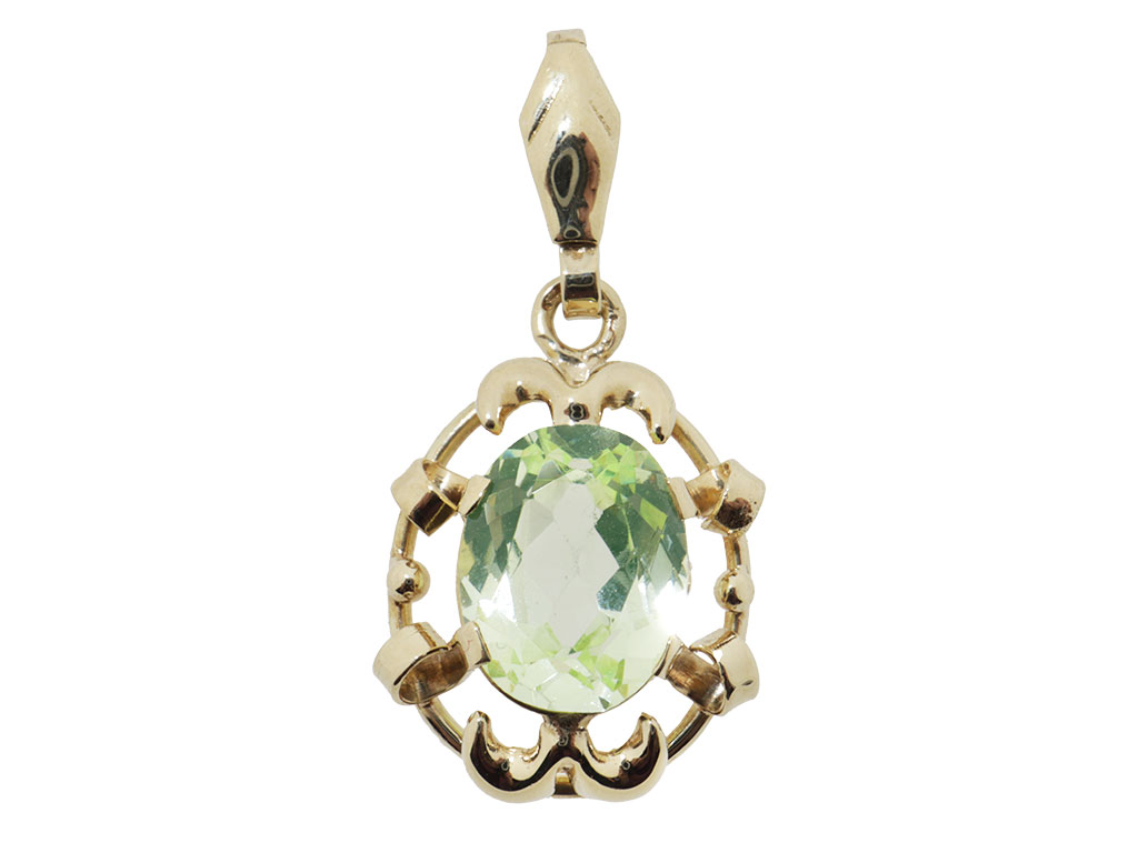Vintage 14 Karaat Gouden Hanger Met Peridoot 