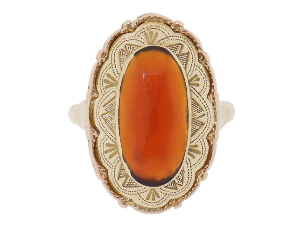Vintage Carnelian | 14K Gouden Ring Met Carneool Edelsteen 