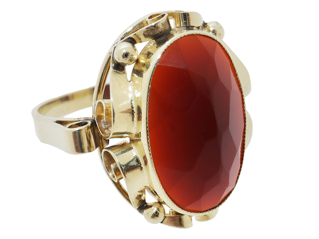 Bold Carneool | 14 Karaat Vintage gouden ring 