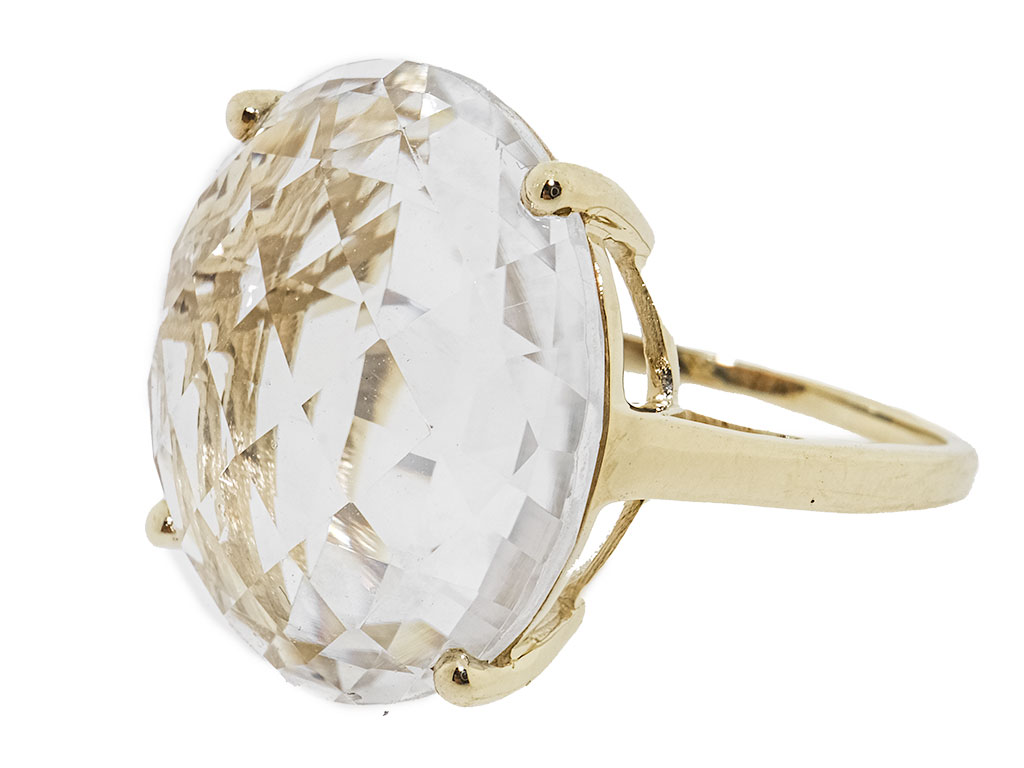 14 Karaat Gouden Statement Ring Met Bergkristal 