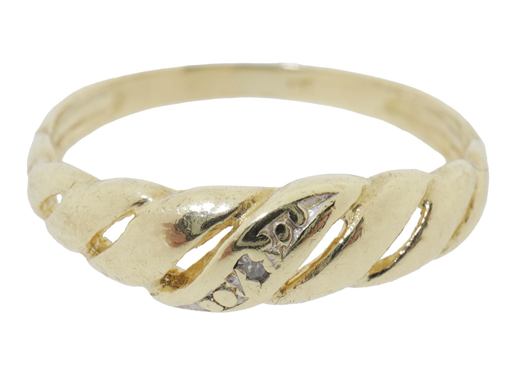 Mini Croissant Pinky Ring | 14 Karaat Goud Met Diamant 