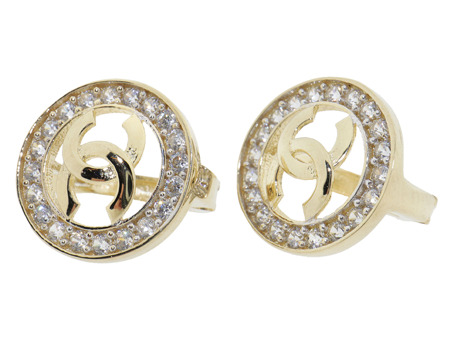 14 Karaat Gouden CC Oorbellen Met Iconisch Ontwerp