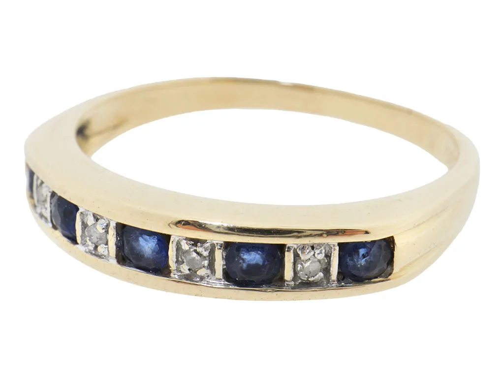 14 Karaat Gouden Ring Met Saffieren En Diamanten 
