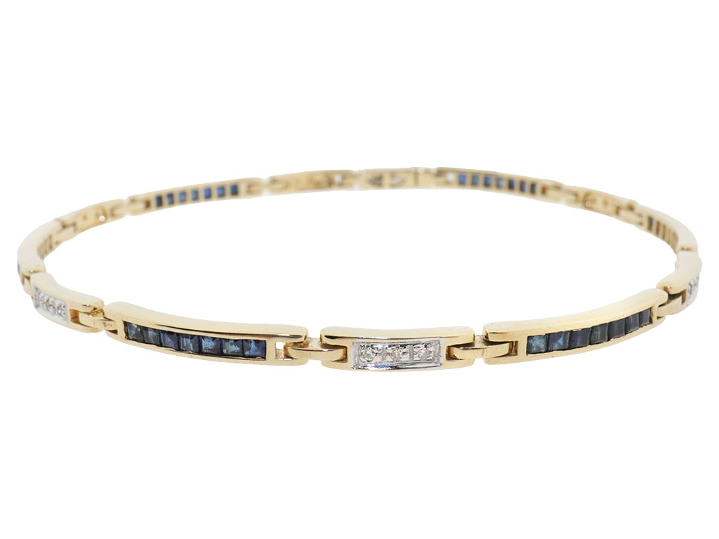 14 Karaat Gouden Armband met Saffieren en Diamanten 