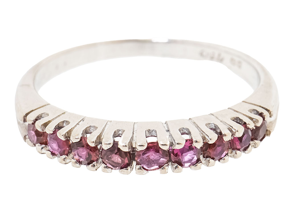 14 Karaat Witgouden Rijring Met Robijnen 