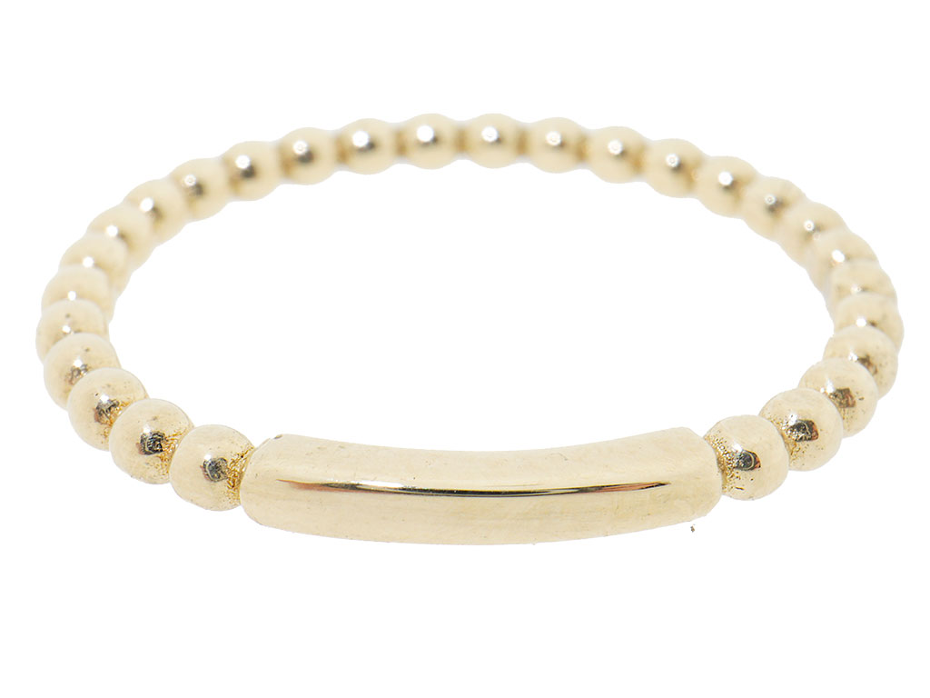 14 Karaat Gouden Bolletjes Ring Met Plaatje 