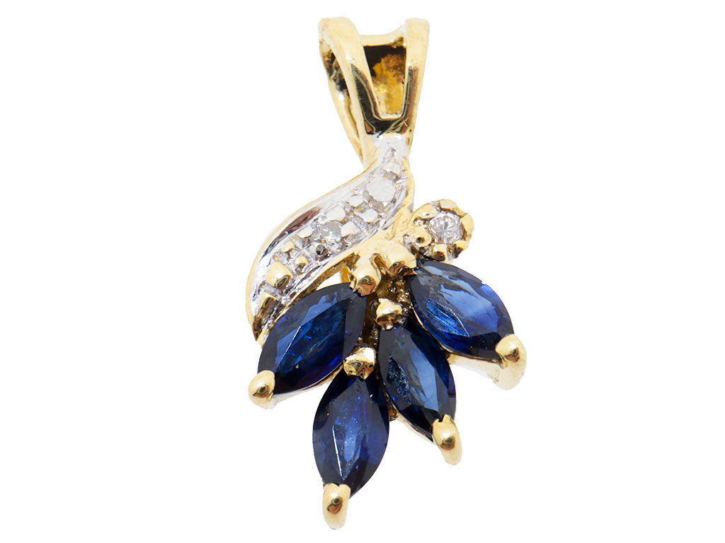 18 Karaat Gouden Saffier Hanger Met Diamanten 