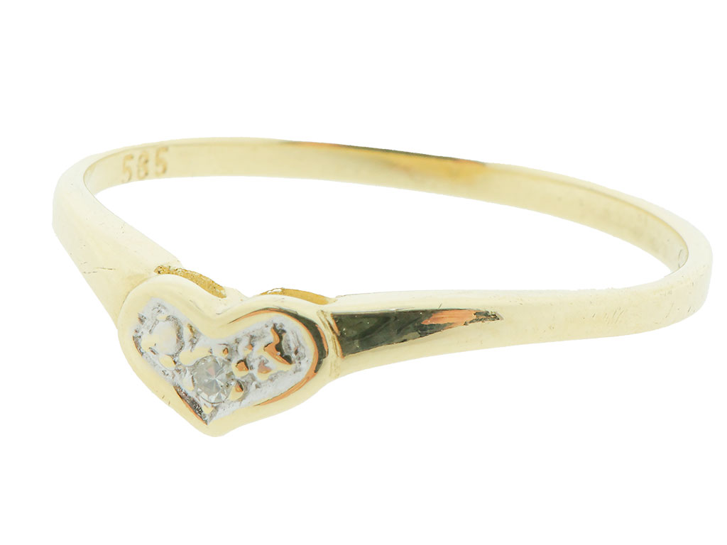 14 Karaat Gouden Hartjes Ring Met Diamant