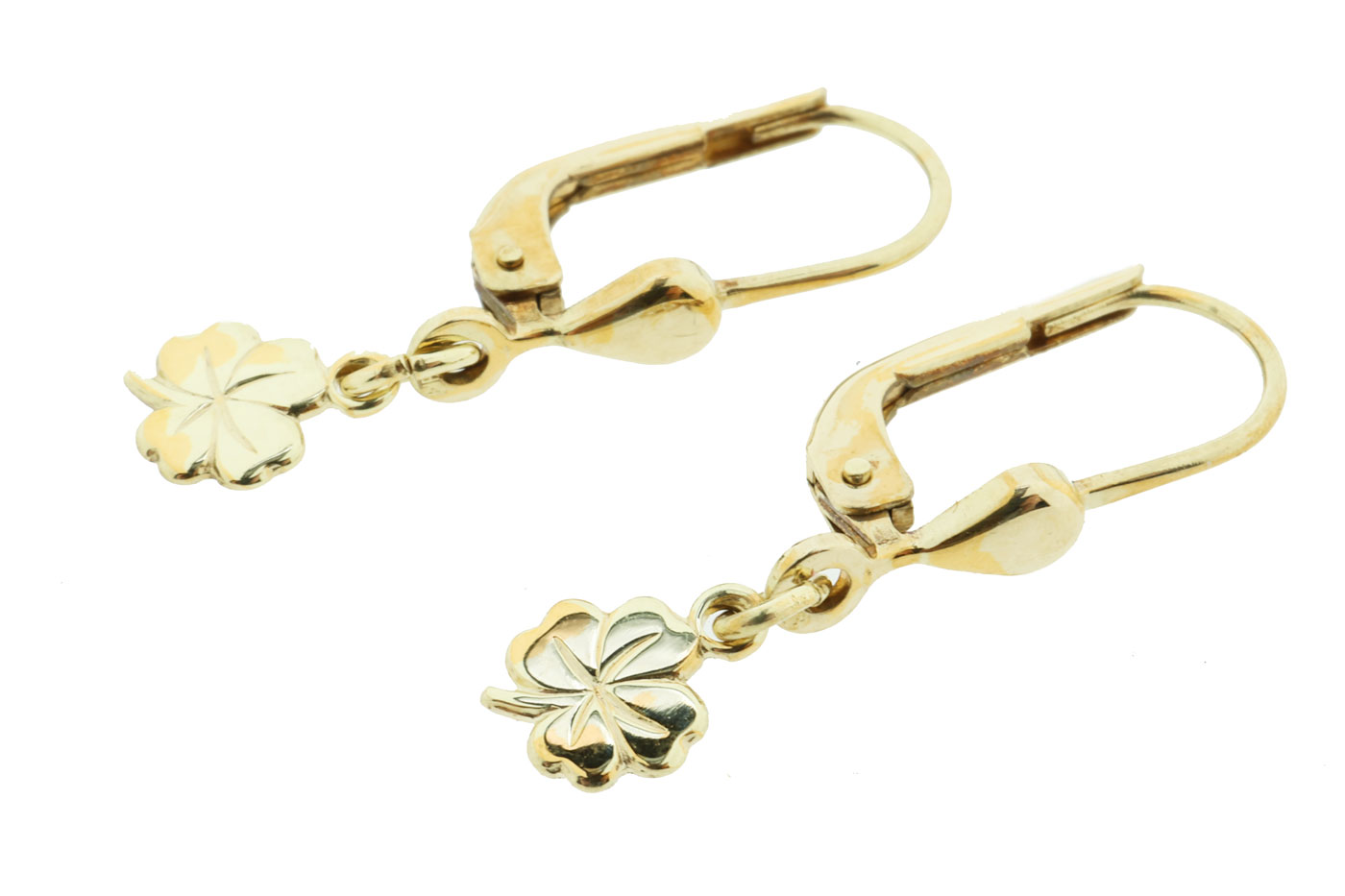 14 Karaat Gouden Klavertje Vier Oorbellen 