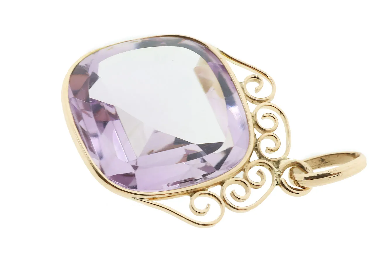 14 Karaat Vintage Gouden Hanger Met Amethist 