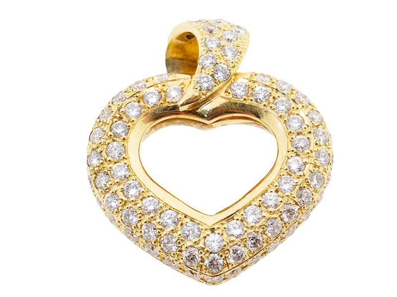 18 Karaat Gouden Pavé Hart Hanger Met Diamanten 