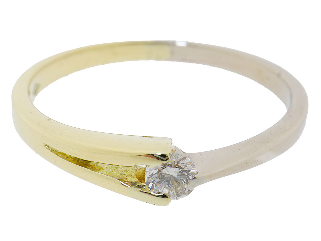 Elegante 14 Karaat Gouden Bicolor Ring Met Diamant