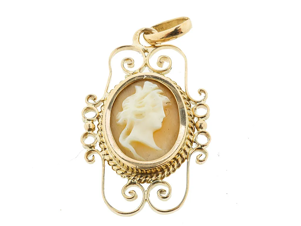 Camille | 14 Karaat Gouden Vintage Camee Hanger 