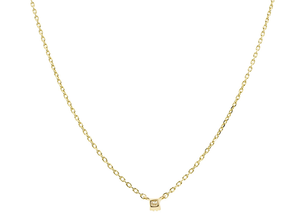 14 Karaat Gouden Ketting Met Diamant Hanger Vierkant 