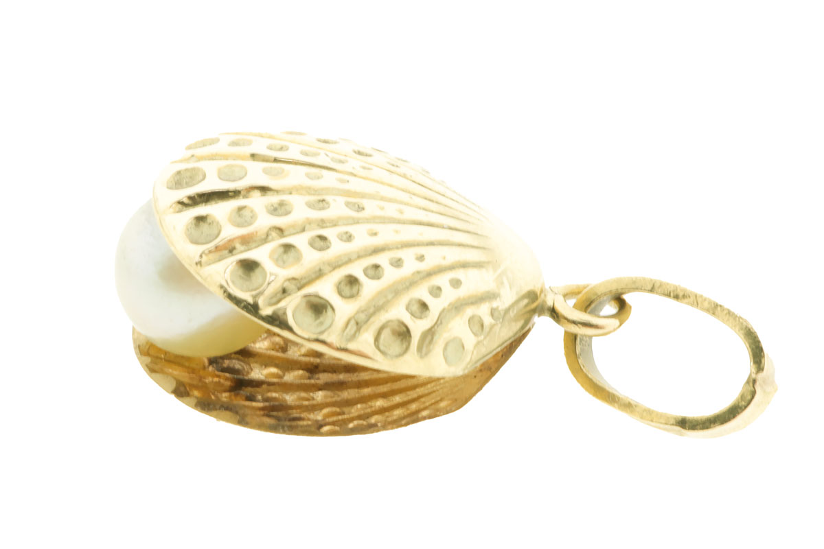 14 Karaat Gouden Schelp Hanger Met Parel 