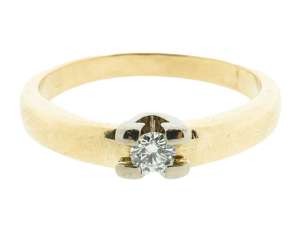 14 Karaat Gouden Diamonde Ring Met 0.15ct Diamant 
