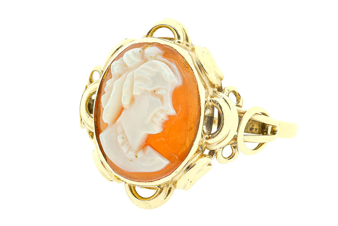 Sofia | 14 Karaat Vintage Gouden Camee Portret Ring 
