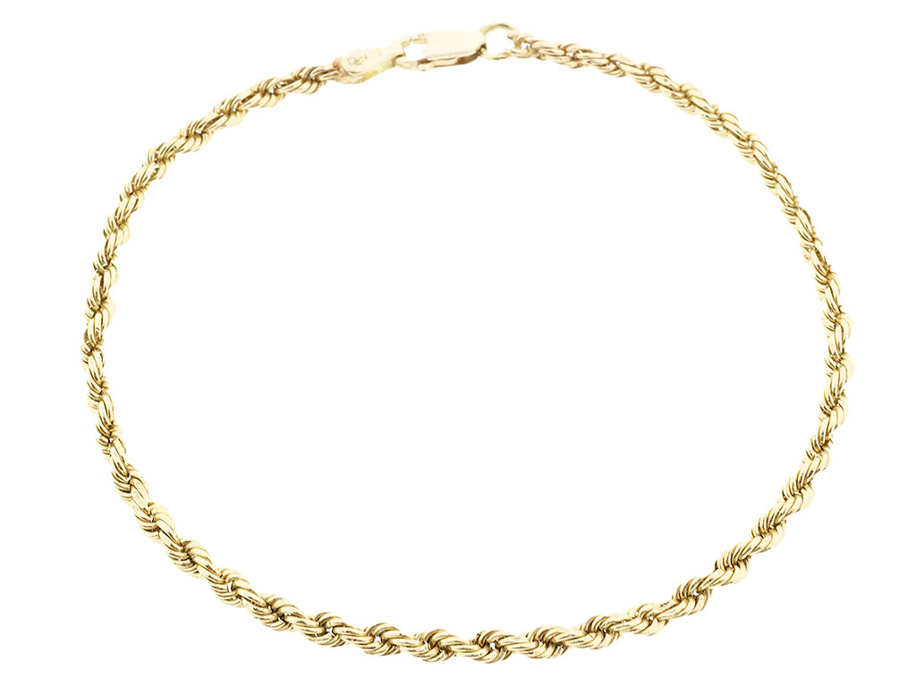 14 Karaat Gouden Gedraaide Koordarmband 18cm 