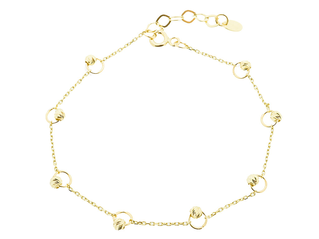 14 Karaat Gouden Schakel Armband Met Balletjes 