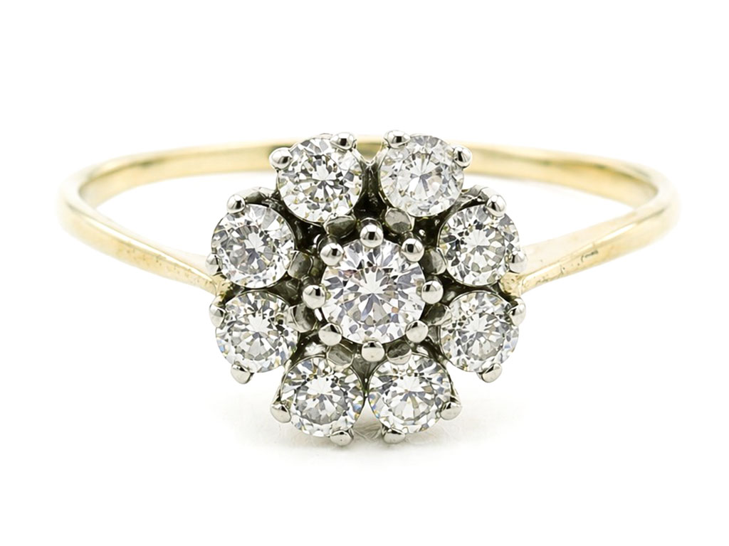 14 Karaat Gouden Cluster Ring Met Zirkonia