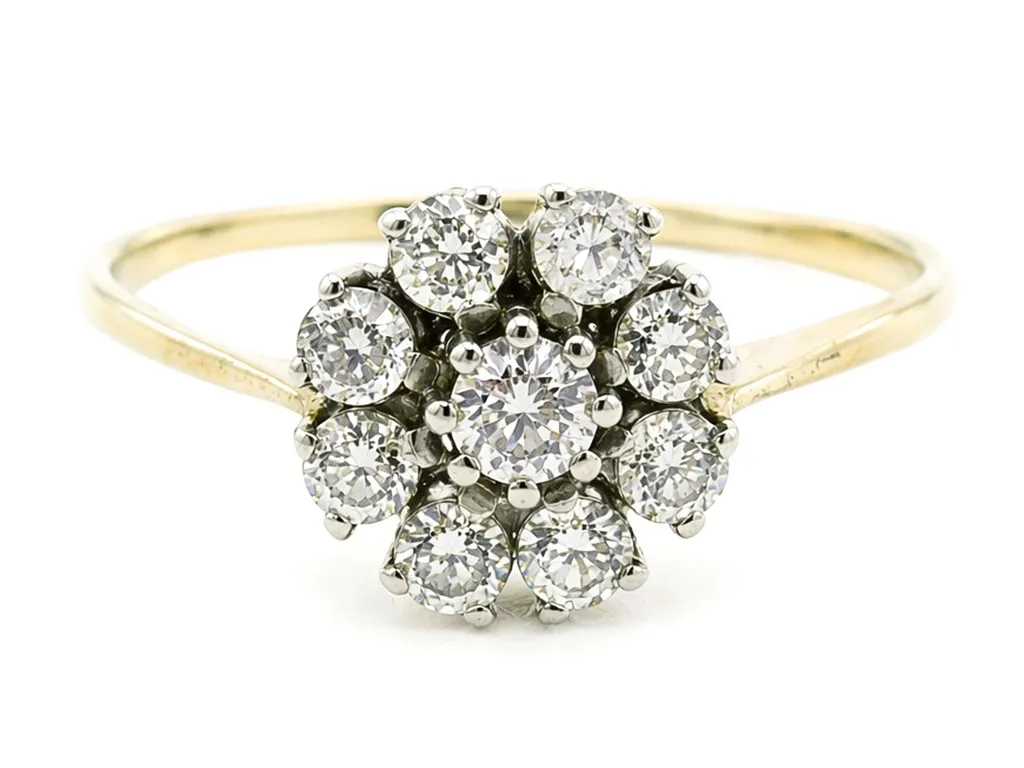 14 Karaat Gouden Cluster Ring Met Zirkonia